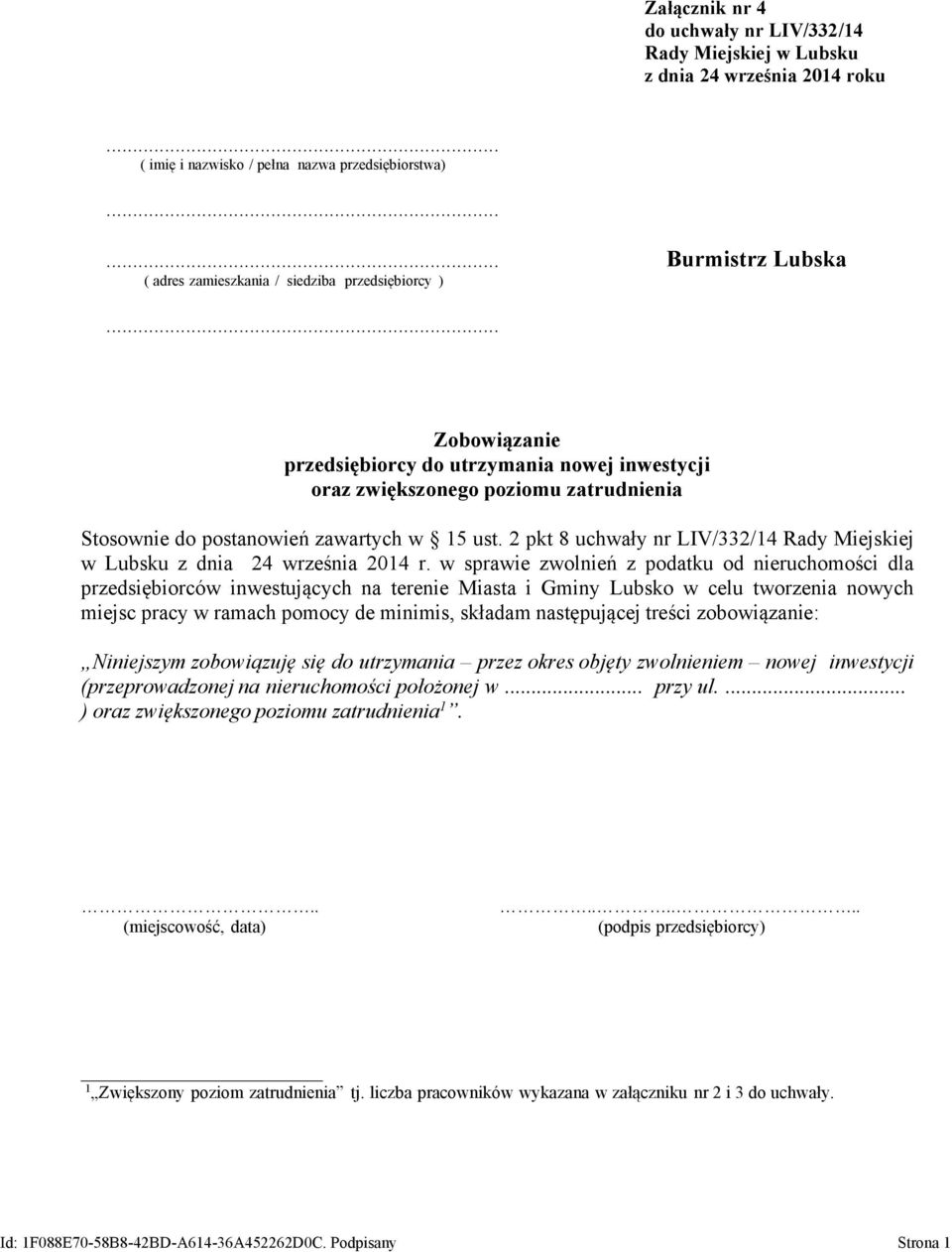 2 pkt 8 uchwały nr LIV/332/14 Rady Miejskiej w Lubsku z dnia 24 września 2014 r.