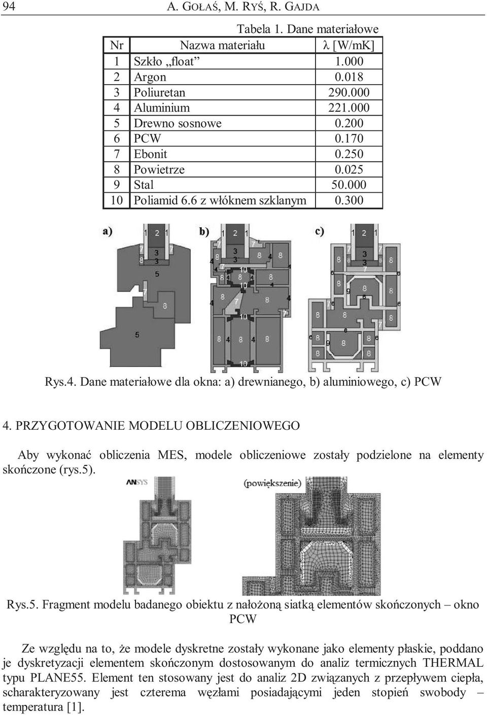 PRZYGOTOWANIE MODELU OBLICZENIOWEGO Aby wykonać obliczenia MES, modele obliczeniowe zostały podzielone na elementy skończone (rys.5)