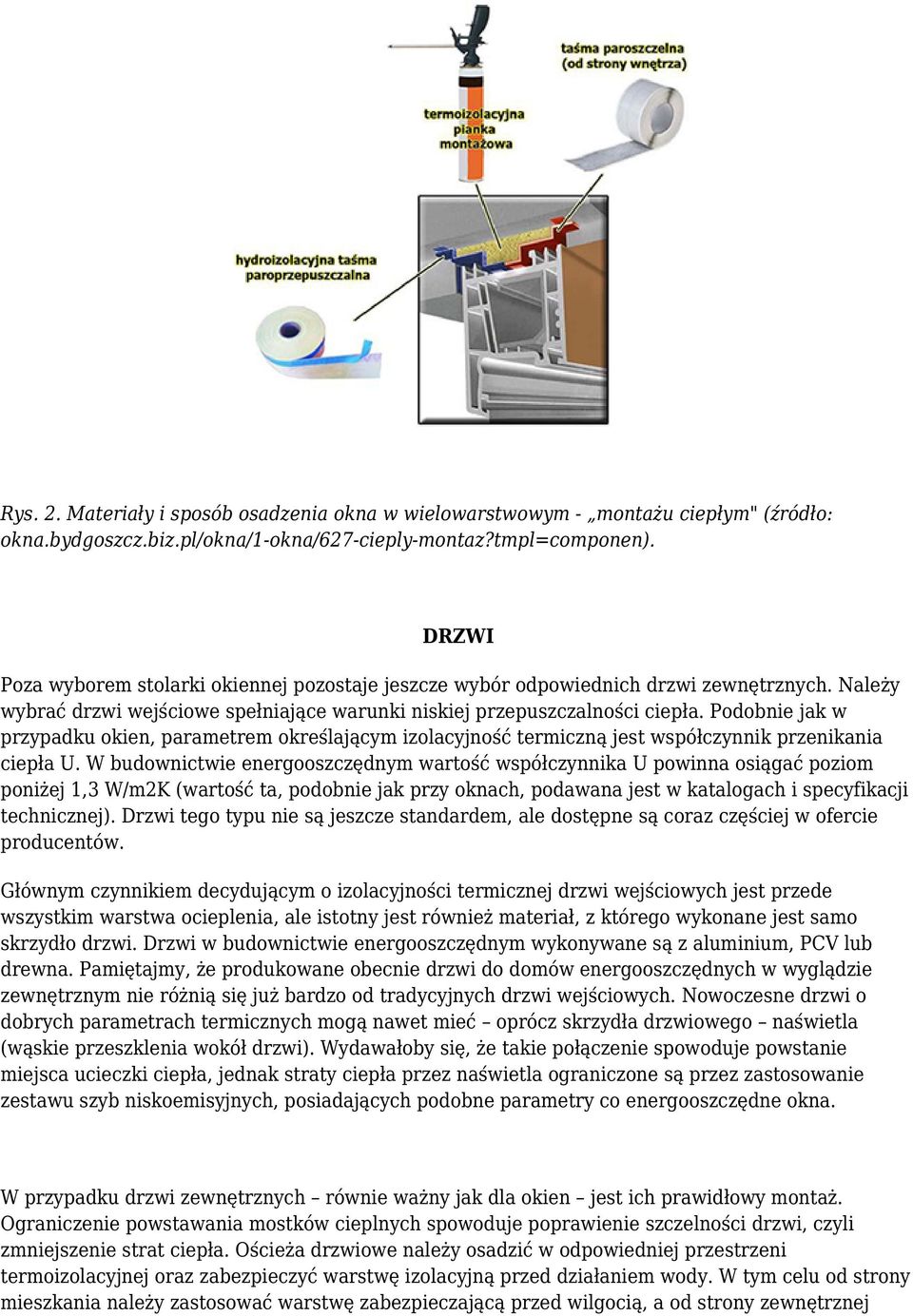 Podobnie jak w przypadku okien, parametrem określającym izolacyjność termiczną jest współczynnik przenikania ciepła U.