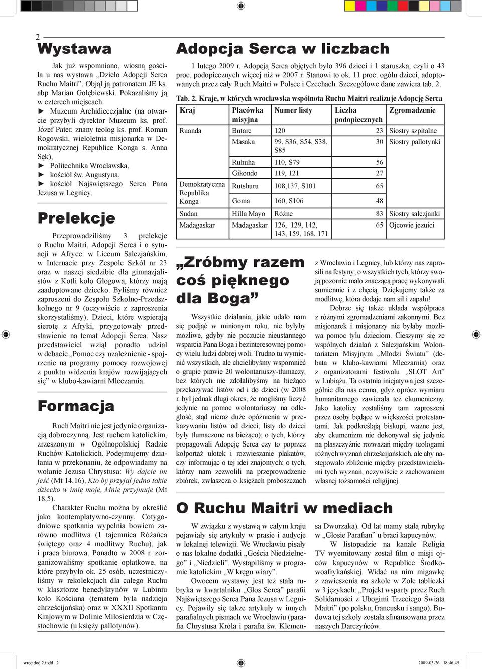Anna Sęk), Politechnika Wrocławska, kościół św. Augustyna, kościół Najświętszego Serca Pana Jezusa w Legnicy.