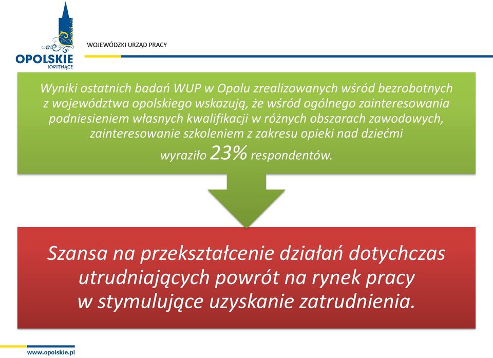 zawodowych, zainteresowanie szkoleniem z zakresu opieki nad dziećmi wyraziło 23% respondentów.