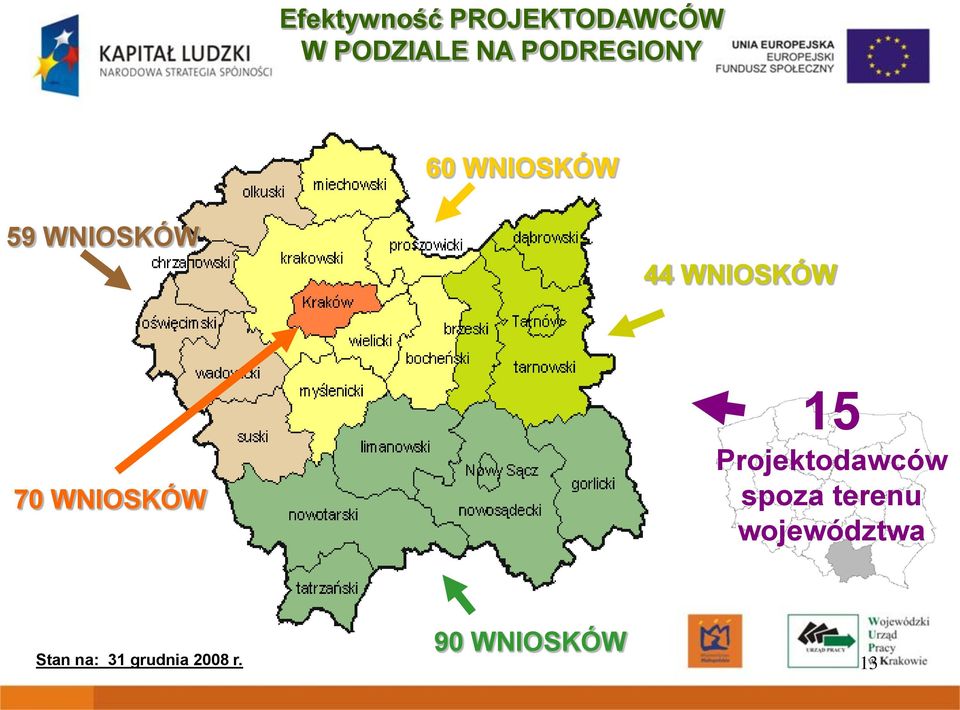 70 WNIOSKÓW 15 Projektodawców spoza terenu