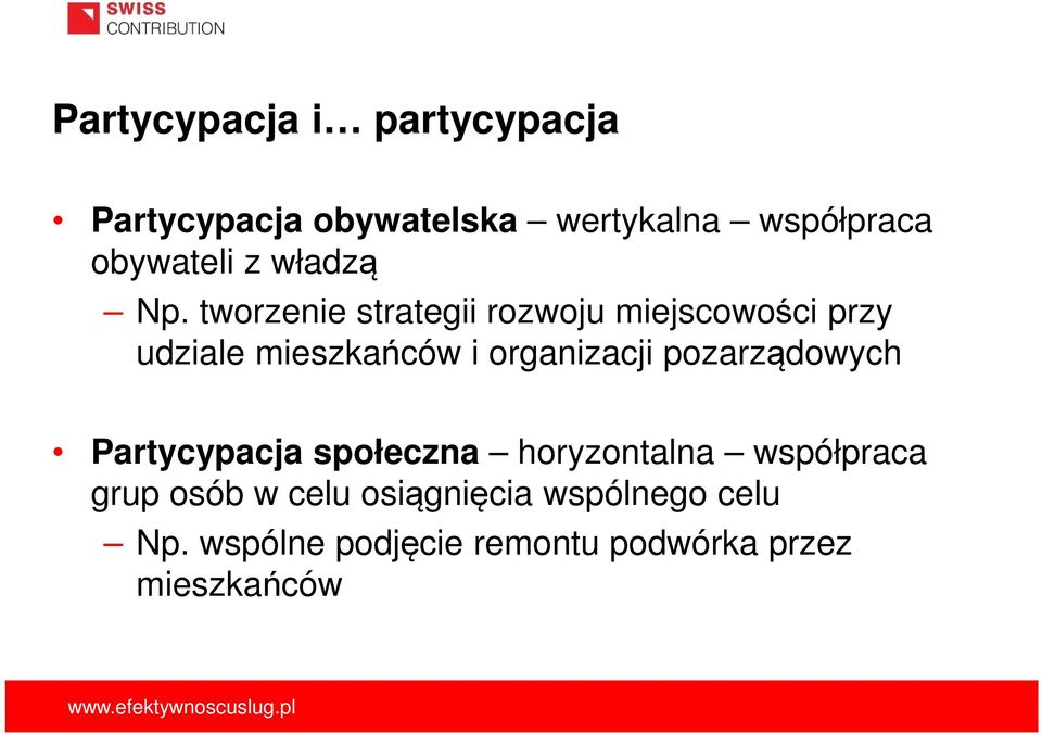 tworzenie strategii rozwoju miejscowości przy udziale mieszkańców i organizacji