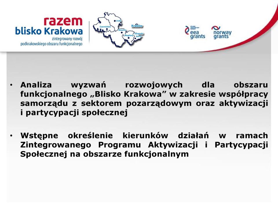 partycypacji społecznej Wstępne określenie kierunków działań w ramach