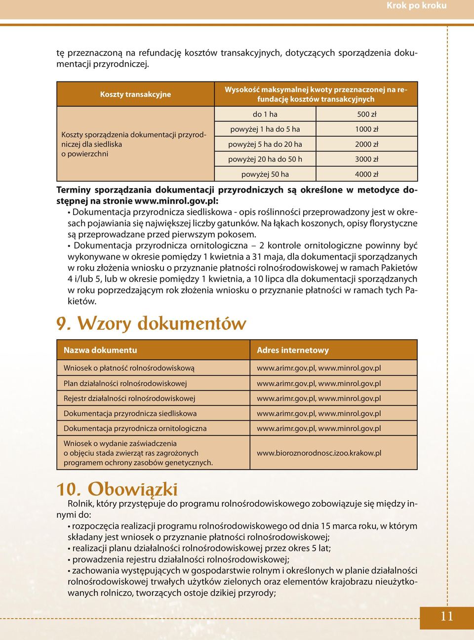 ha powyżej 5 ha do 20 ha powyżej 20 ha do 50 h powyżej 50 ha 500 zł 1000 zł 2000 zł 3000 zł 4000 zł Terminy sporządzania dokumentacji przyrodniczych są określone w metodyce dostępnej na stronie www.
