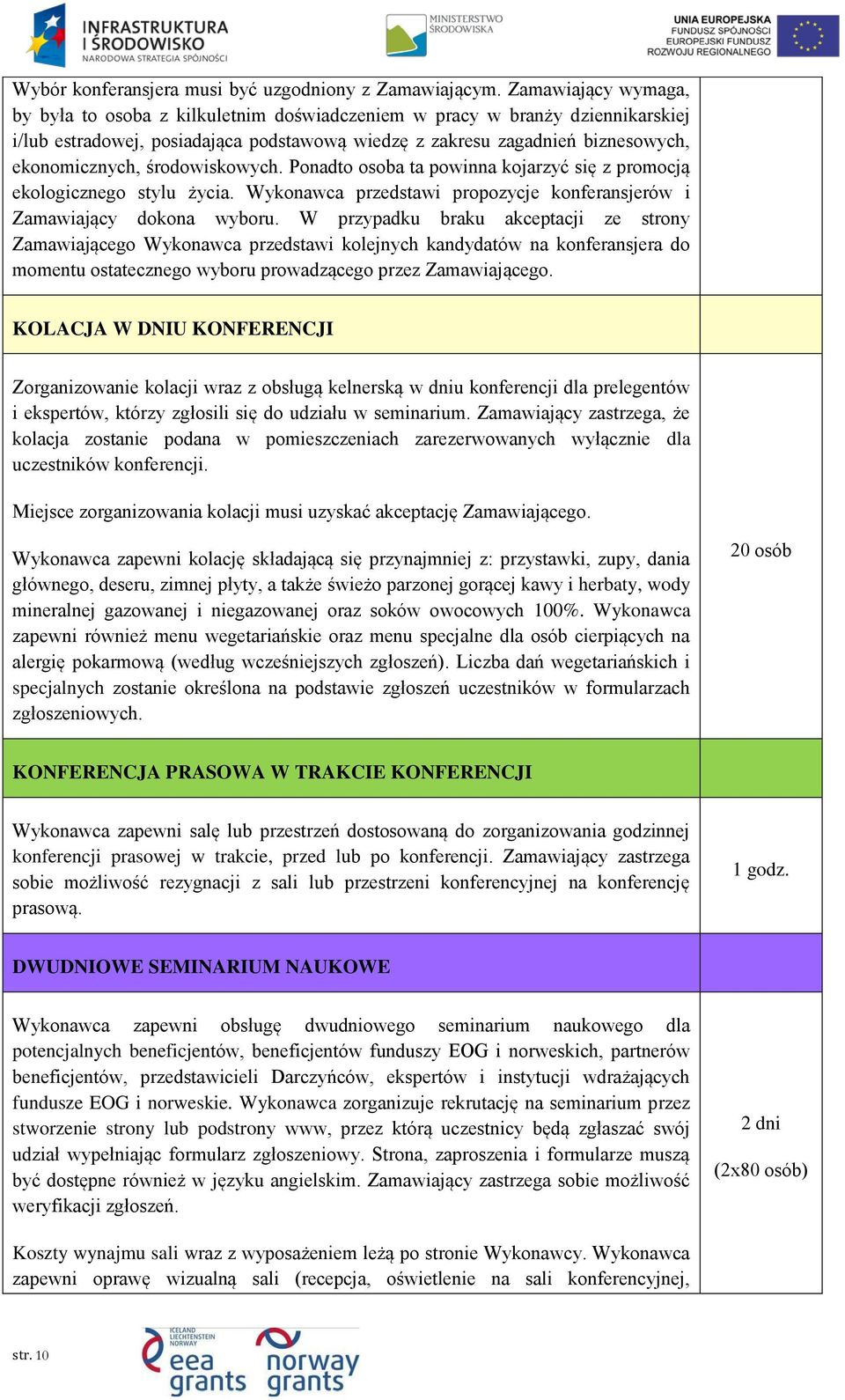 środowiskowych. Ponadto osoba ta powinna kojarzyć się z promocją ekologicznego stylu życia. Wykonawca przedstawi propozycje konferansjerów i Zamawiający dokona wyboru.