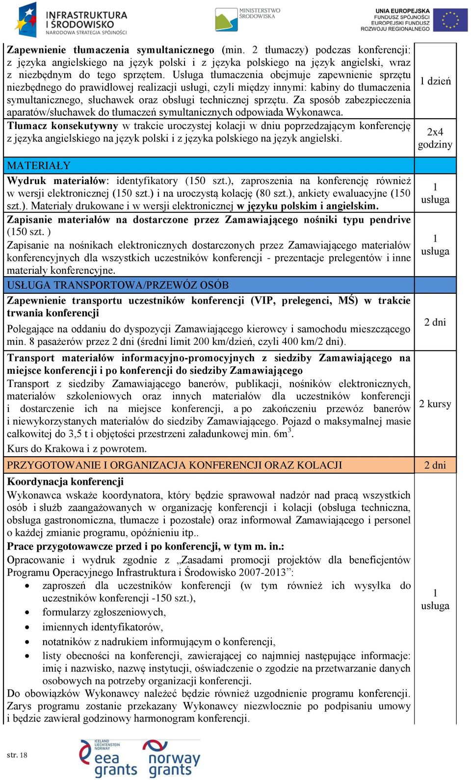 Za sposób zabezpieczenia aparatów/słuchawek do tłumaczeń symultanicznych odpowiada Wykonawca.