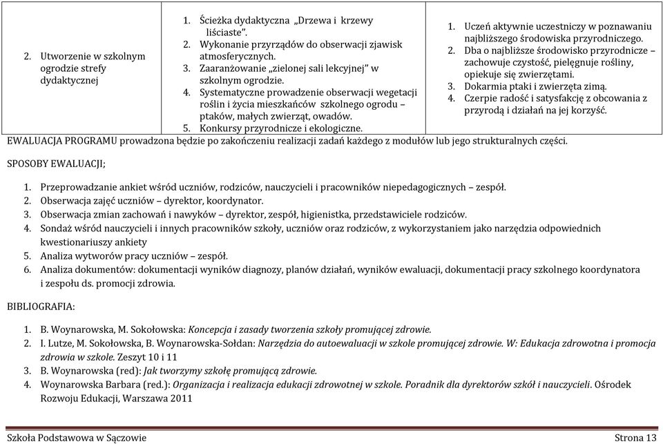 Konkursy przyrodnicze i ekologiczne. 1. Uczeń aktywnie uczestniczy w poznawaniu najbliższego środowiska przyrodniczego. 2.