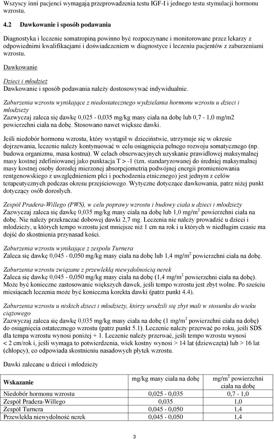 pacjentów z zaburzeniami wzrostu. Dawkowanie Dzieci i młodzież Dawkowanie i sposób podawania należy dostosowywać indywidualnie.