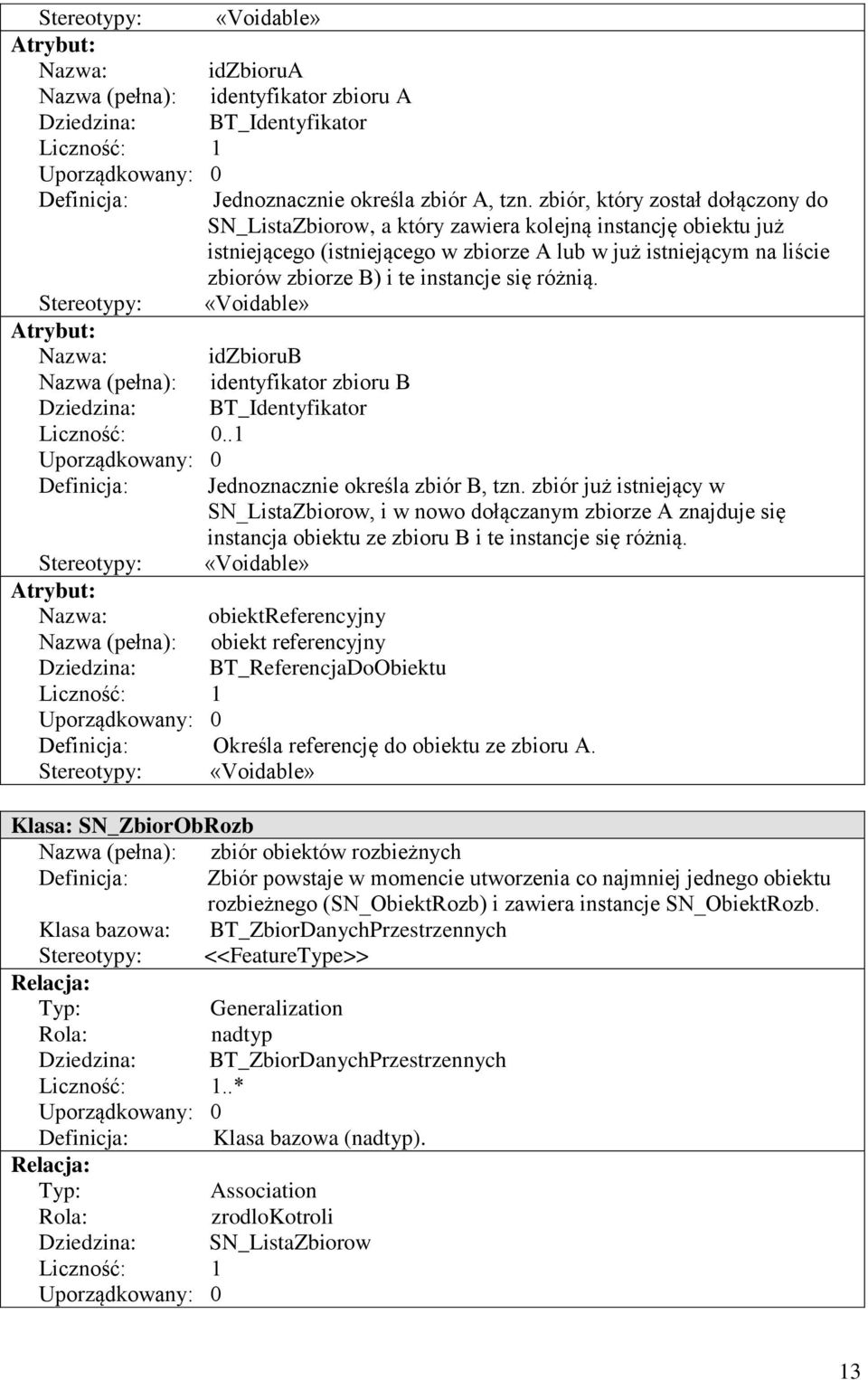 instancje się różnią. Stereotypy: «Voidable» Atrybut: Nazwa: idzbiorub Nazwa (pełna): identyfikator zbioru B Dziedzina: BT_Identyfikator Liczność: 0.