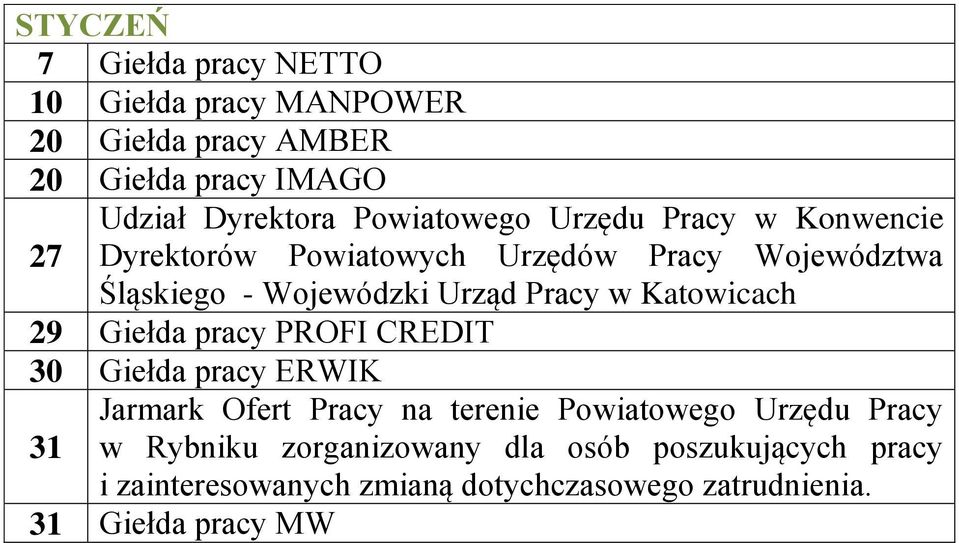 Pracy w Katowicach 29 Giełda pracy PROFI CREDIT 30 Giełda pracy ERWIK Jarmark Ofert Pracy na terenie Powiatowego Urzędu