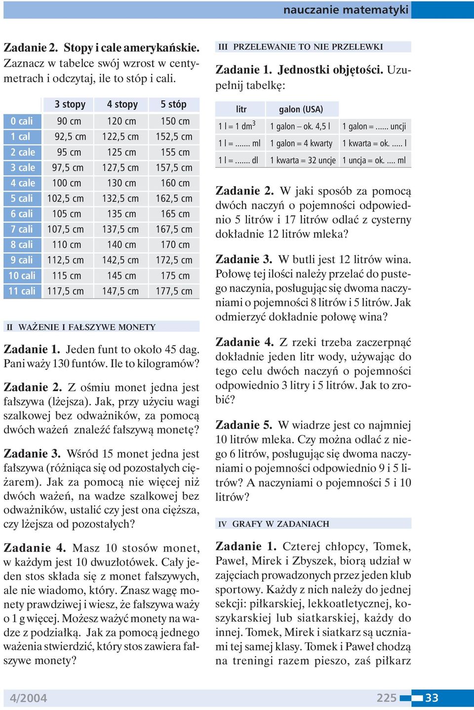 162,5 cm 6 cali 105 cm 135 cm 165 cm 7 cali 107,5 cm 137,5 cm 167,5 cm 8 cali 110 cm 140 cm 170 cm 9 cali 112,5 cm 142,5 cm 172,5 cm 10 cali 115 cm 145 cm 175 cm 11 cali 117,5 cm 147,5 cm 177,5 cm II
