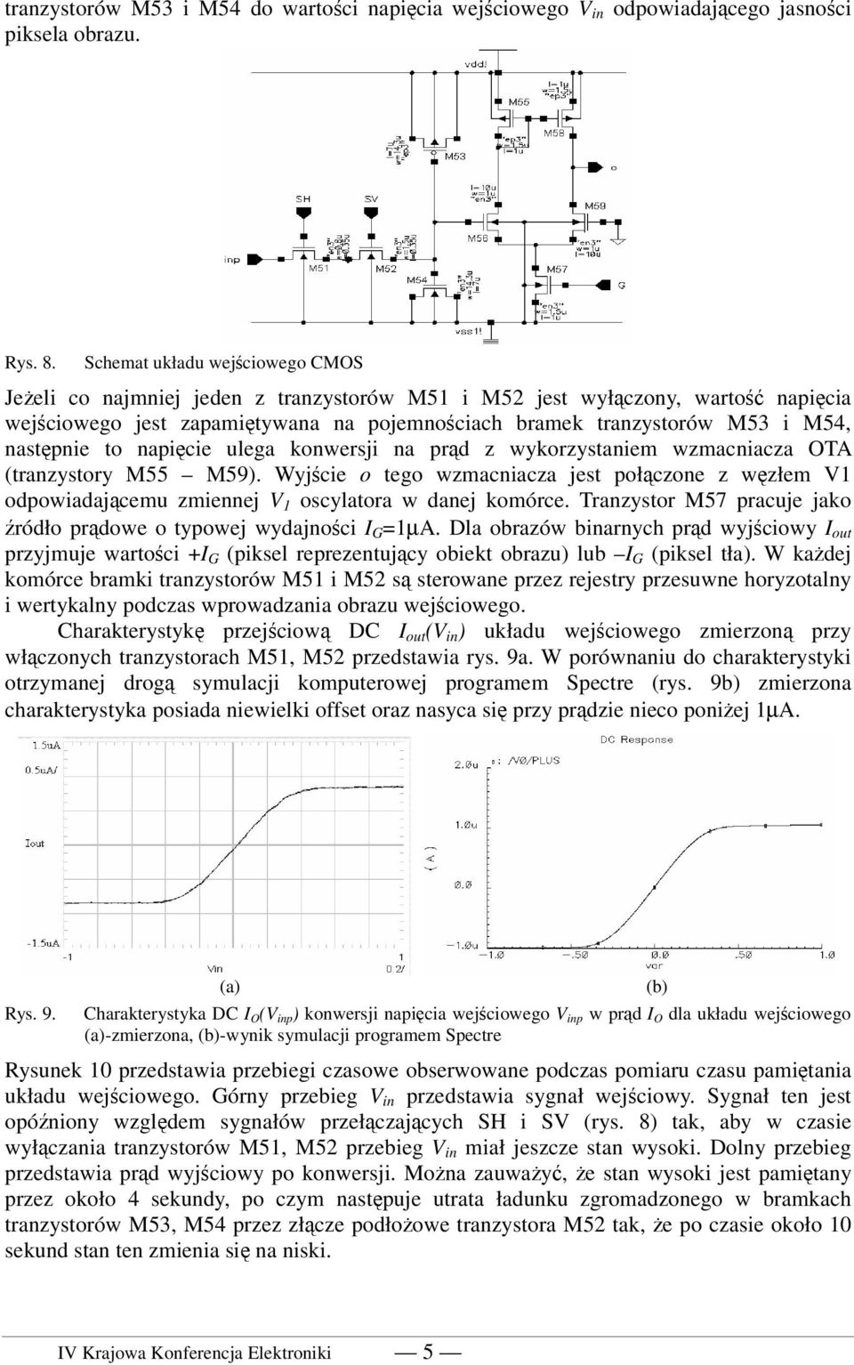 napicie ulega konwersji na prd z wykorzystaniem wzmacniacza OTA (tranzystory M55 M59). Wyjcie o tego wzmacniacza jest połczone z wzłem V1 odpowiadajcemu zmiennej V 1 oscylatora w danej komórce.