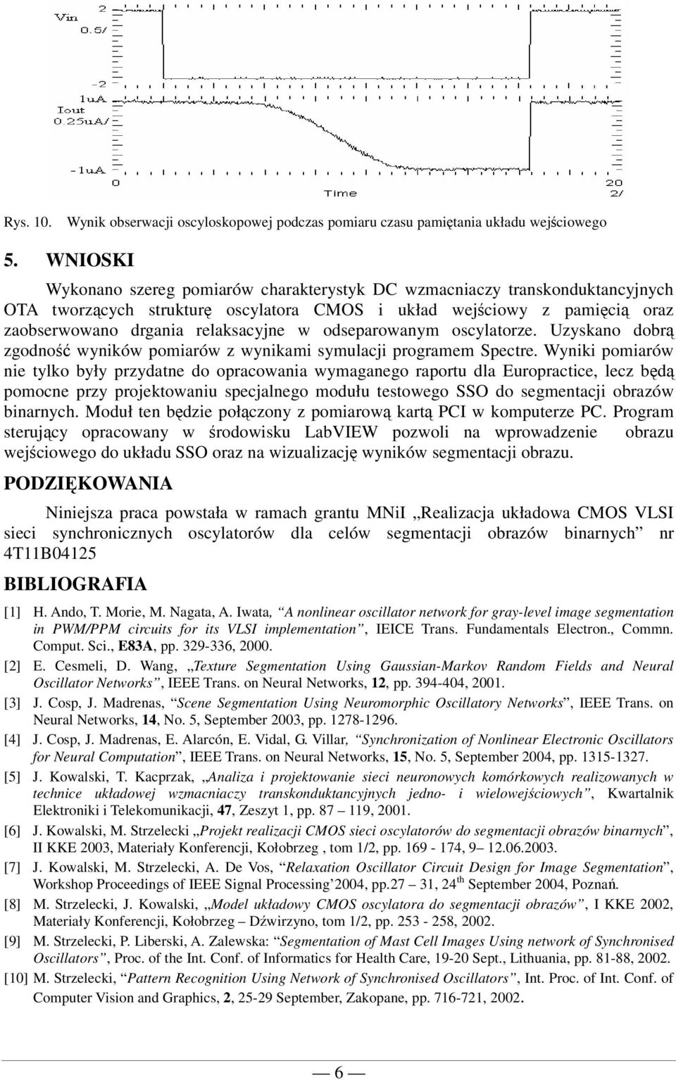 odseparowanym oscylatorze. Uzyskano dobr zgodno wyników pomiarów z wynikami symulacji programem Spectre.