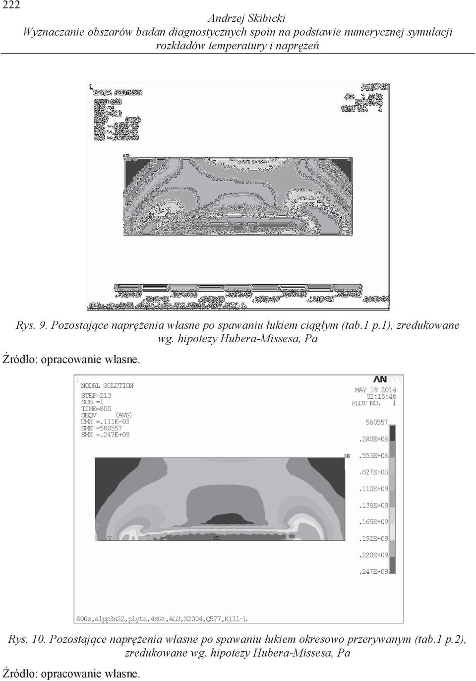 Pozostające naprężenia własne po spawaniu łukiem ciągłym (tab.1 p.1), zredukowane wg.
