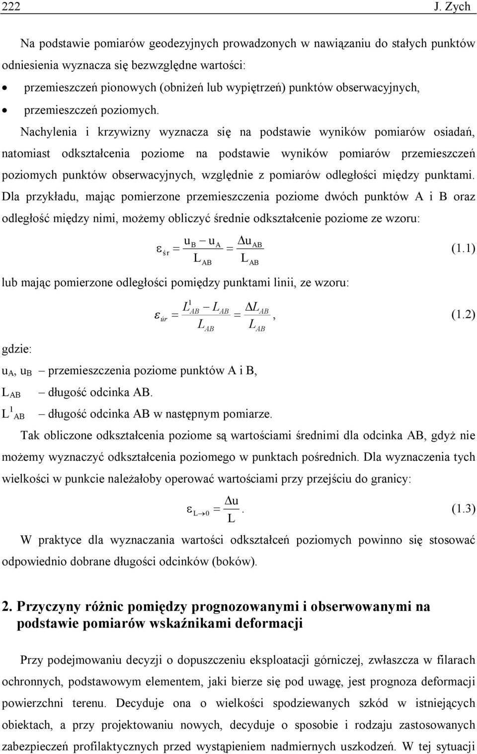 obserwacyjnych, przemieszczeń poziomych.