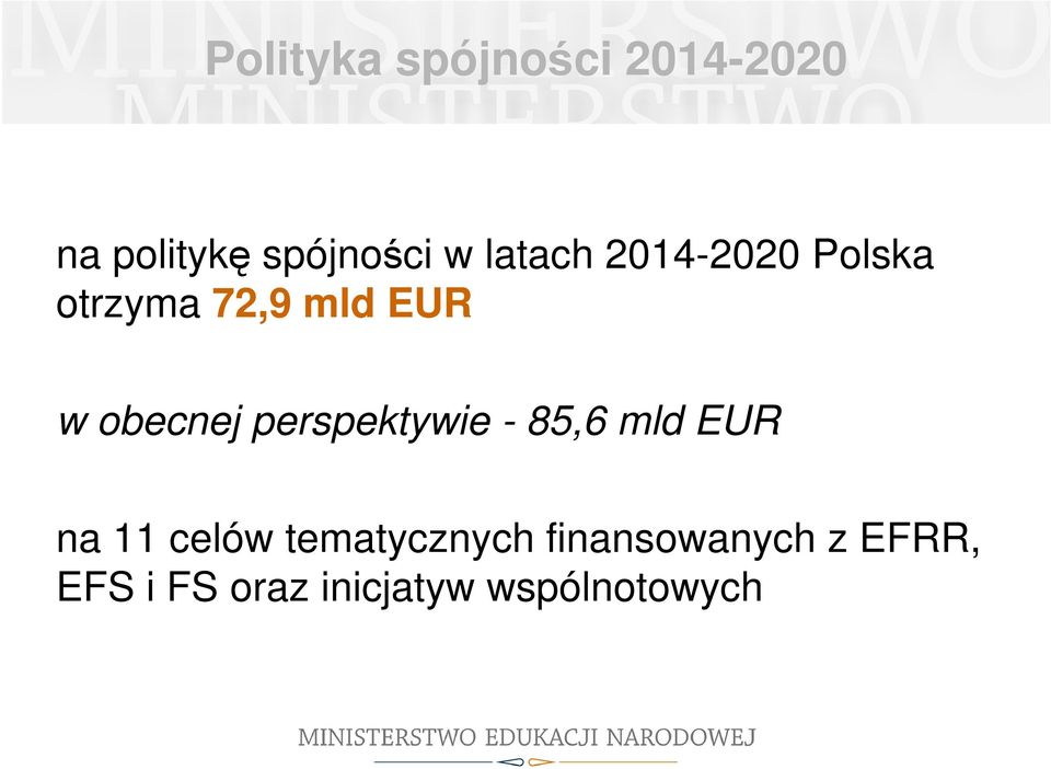 perspektywie - 85,6 mld EUR na 11 celów tematycznych