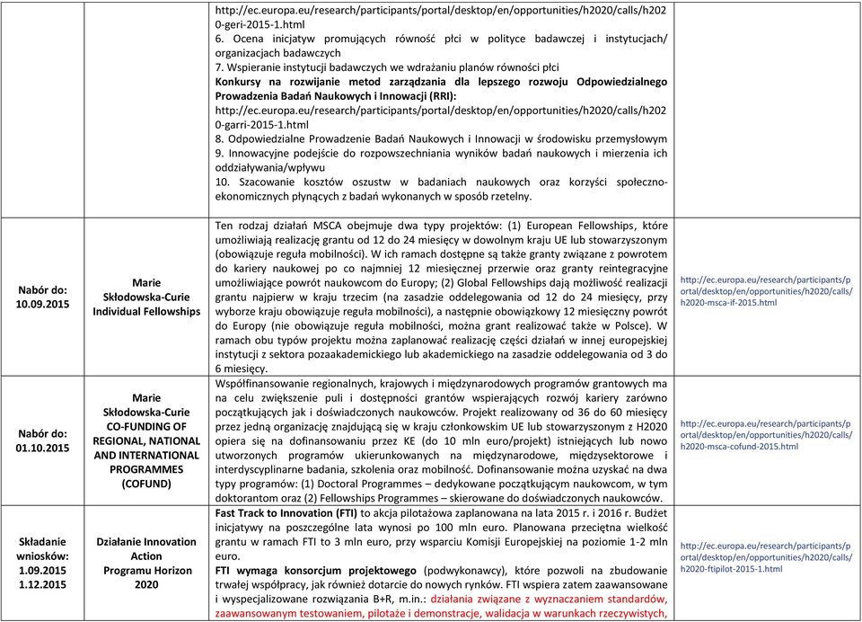 Wspieranie instytucji badawczych we wdrażaniu planów równości płci Konkursy na rozwijanie metod zarządzania dla lepszego rozwoju Odpowiedzialnego Prowadzenia Badań Naukowych i Innowacji (RRI):