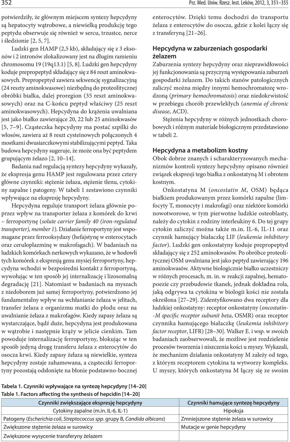 5, 7]. Ludzki gen HAMP (2,5 kb), składający się z 3 eksonów i 2 intronów zlokalizowany jest na długim ramieniu chromosomu 19 (19q13.1) [5, 8].
