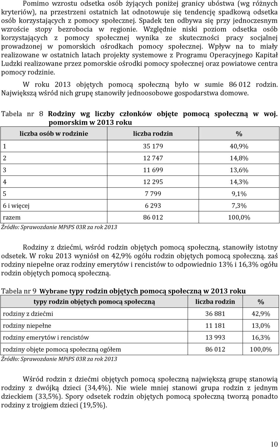 Względnie niski poziom odsetka osób korzystających z pomocy społecznej wynika ze skuteczności pracy socjalnej prowadzonej w pomorskich ośrodkach pomocy społecznej.