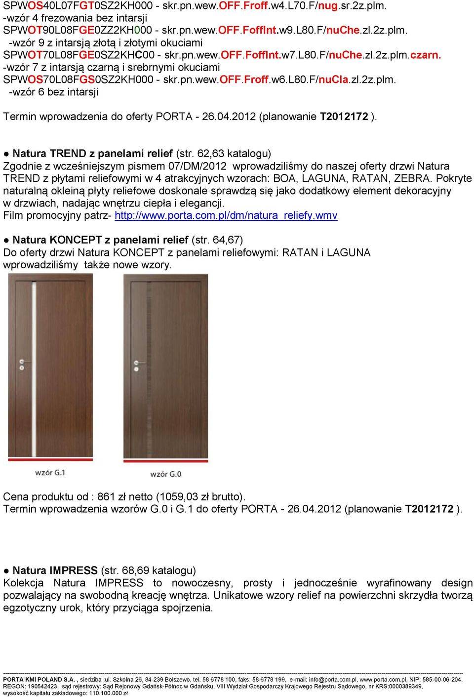 04.2012 (planowanie T2012172 ). Natura TREND z panelami relief (str.