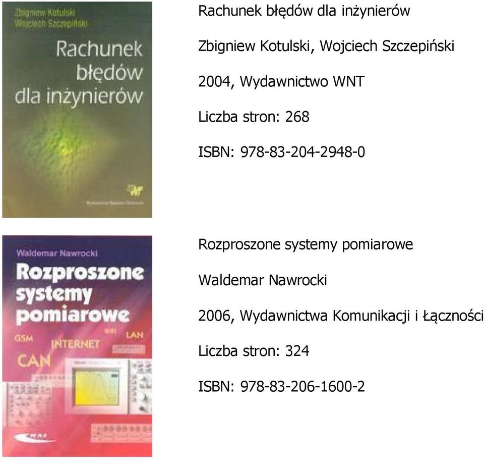 978-83-204-2948-0 Rozproszone systemy pomiarowe Waldemar Nawrocki