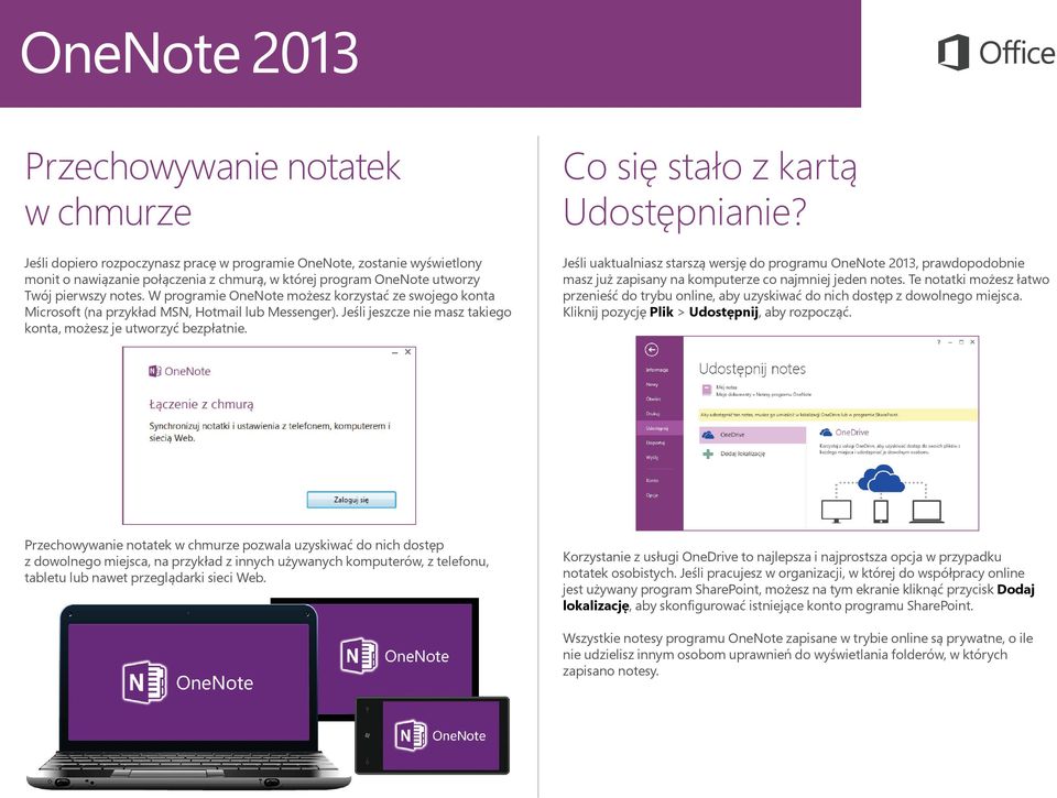 Co się stało z kartą Udostępnianie? Jeśli uaktualniasz starszą wersję do programu OneNote 2013, prawdopodobnie masz już zapisany na komputerze co najmniej jeden notes.