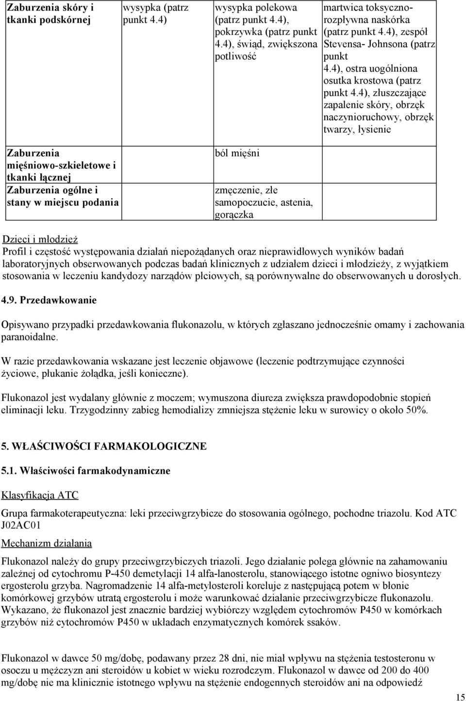 4), zespół Stevensa- Johnsona (patrz punkt 4.4), ostra uogólniona osutka krostowa (patrz punkt 4.