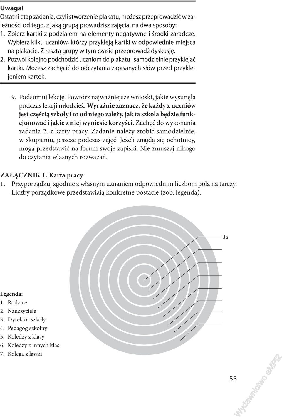 2. Pozwól kolejno podchodzić uczniom do plakatu i samodzielnie przyklejać kartki. Możesz zachęcić do odczytania zapisanych słów przed przyklejeniem kartek. 9. Podsumuj lekcję.