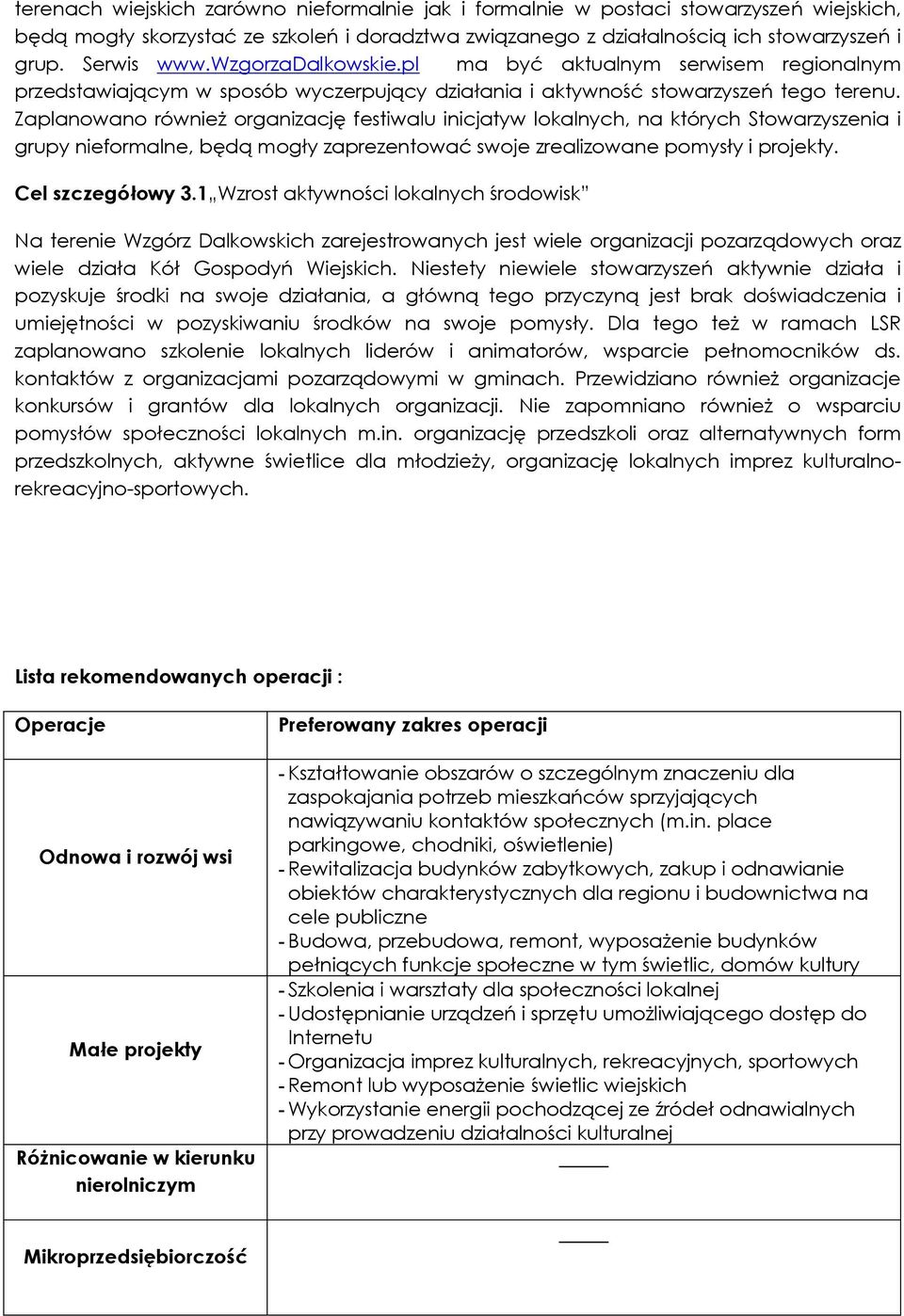 Zaplanowano również organizację festiwalu inicjatyw lokalnych, na których Stowarzyszenia i grupy nieformalne, będą mogły zaprezentować swoje zrealizowane pomysły i projekty. Cel szczegółowy 3.