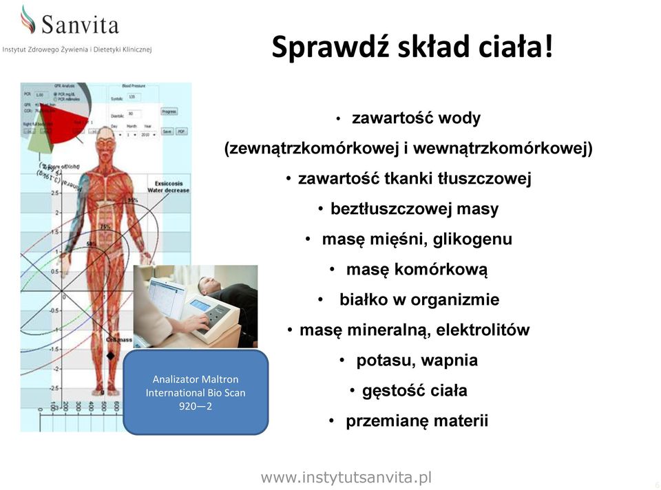 tłuszczowej beztłuszczowej masy masę mięśni, glikogenu masę komórkową białko