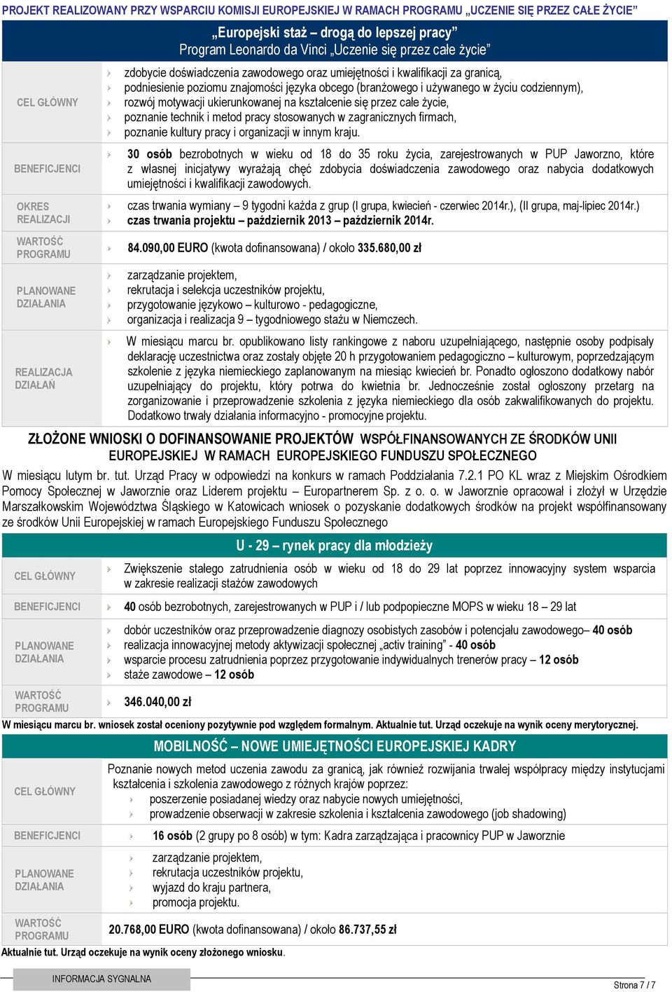 kształcenie się przez całe życie, poznanie technik i metod pracy stosowanych w zagranicznych firmach, poznanie kultury pracy i organizacji w innym kraju.