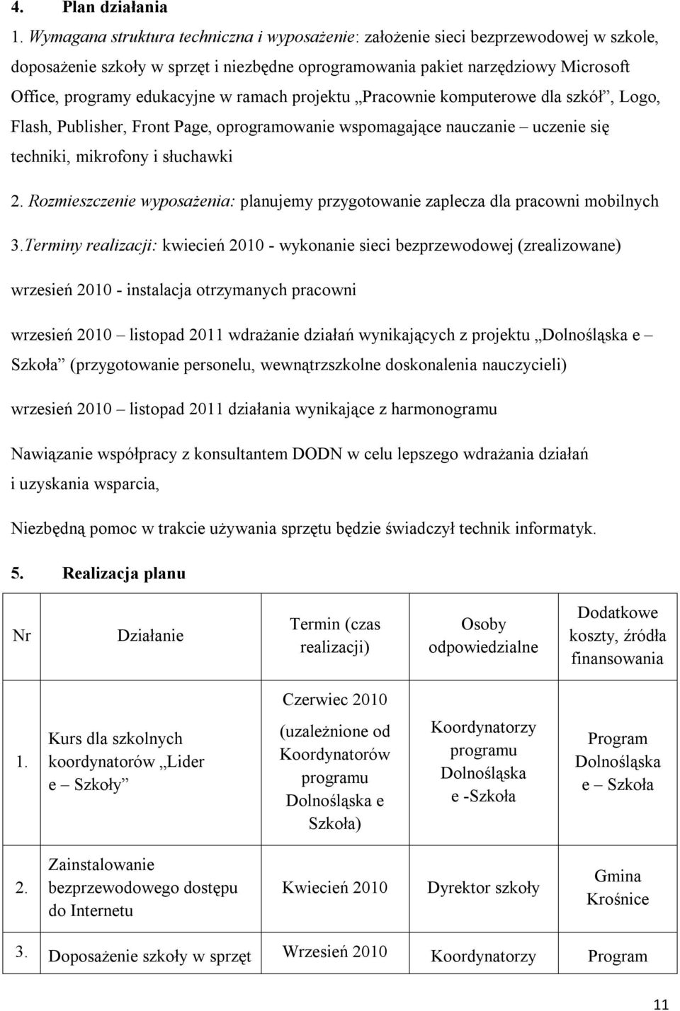 ramach projektu Pracownie komputerowe dla szkół, Logo, Flash, Publisher, Front Page, oprogramowanie wspomagające nauczanie uczenie się techniki, mikrofony i słuchawki 2.