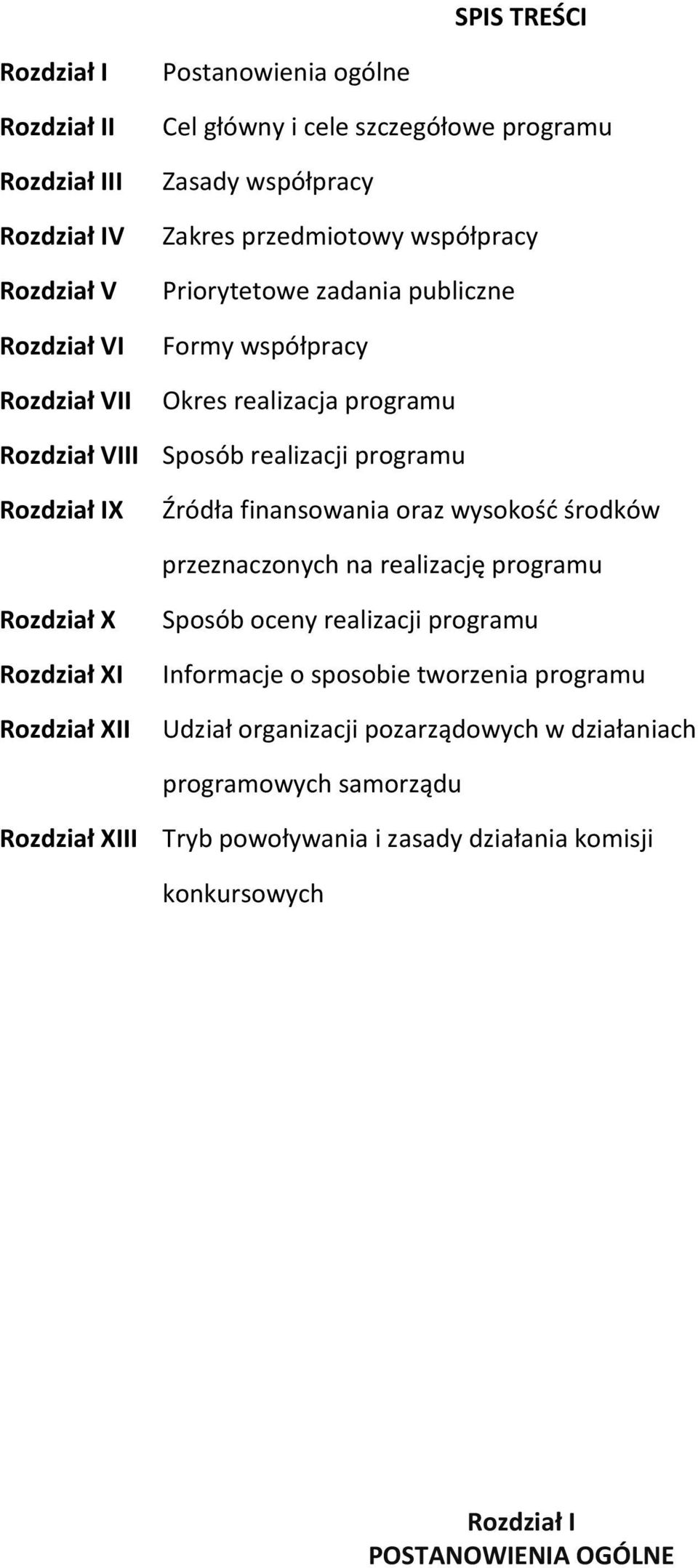 finansowania oraz wysokość środków przeznaczonych na realizację programu Rozdział X Rozdział XI Rozdział XII Sposób oceny realizacji programu Informacje o sposobie tworzenia