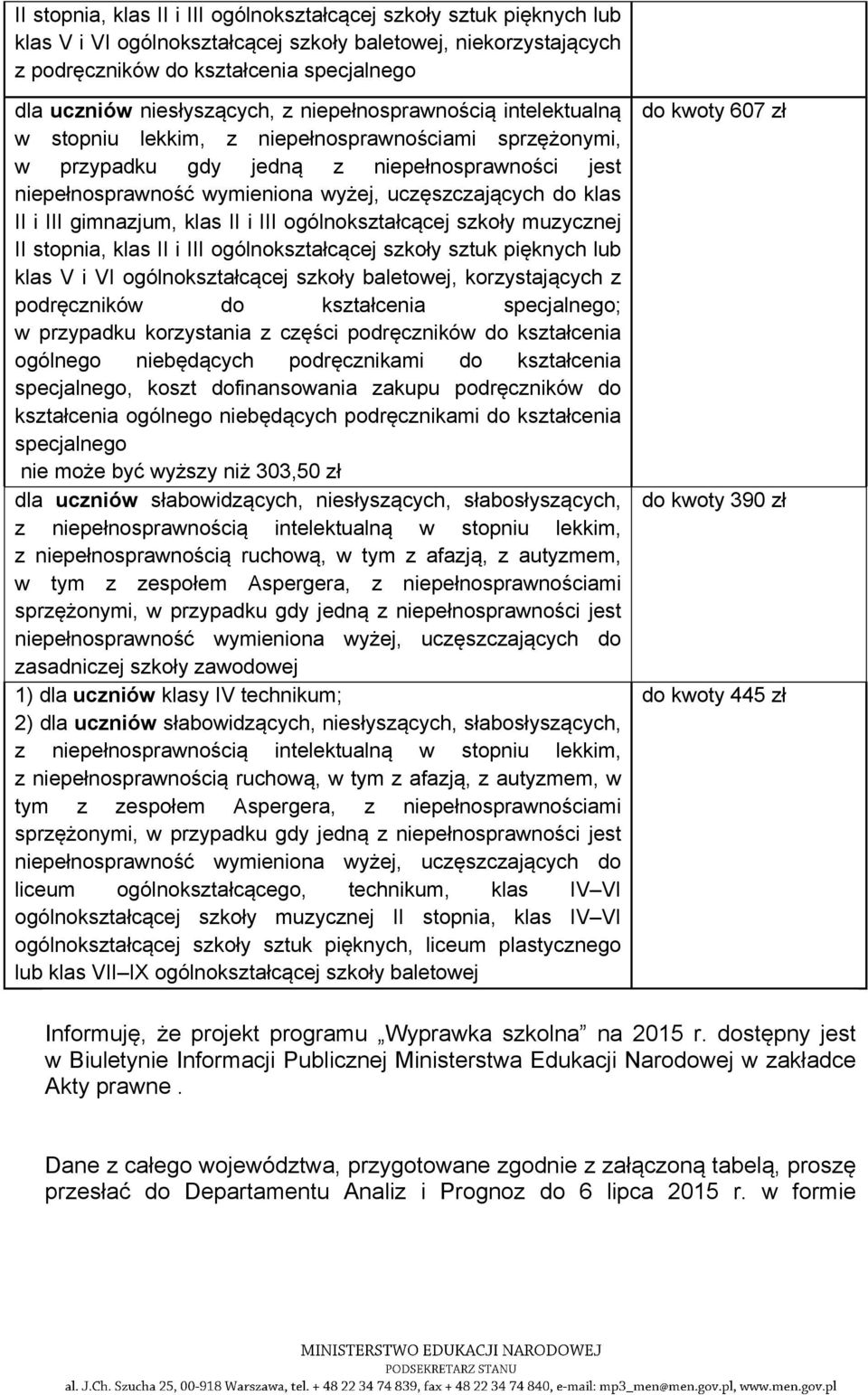 ogólnokształcącej szkoły muzycznej II stopnia, klas II i III ogólnokształcącej szkoły sztuk pięknych lub klas V i VI ogólnokształcącej szkoły baletowej, korzystających z podręczników do kształcenia