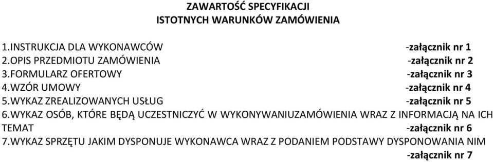 WYKAZ ZREALIZOWANYCH USŁUG -załącznik nr 5 6.