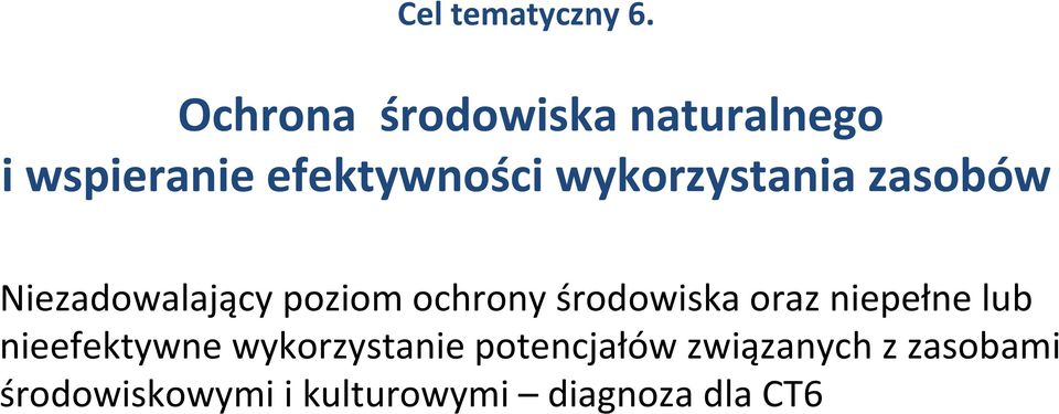 wykorzystania zasobów Niezadowalający poziom ochrony środowiska