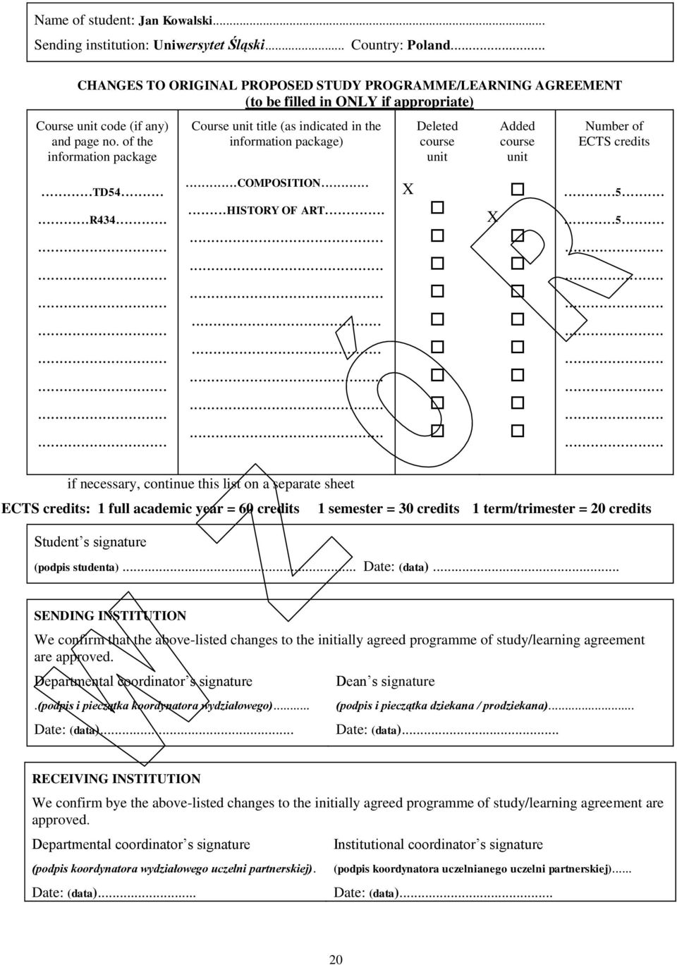 .......................... Course unit title (as indicated in the information package) COMPOSITION......HISTORY OF ART.