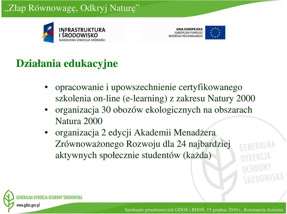 30 obozów ekologicznych na obszarach Natura 2000 organizacja 2 edycji Akademii