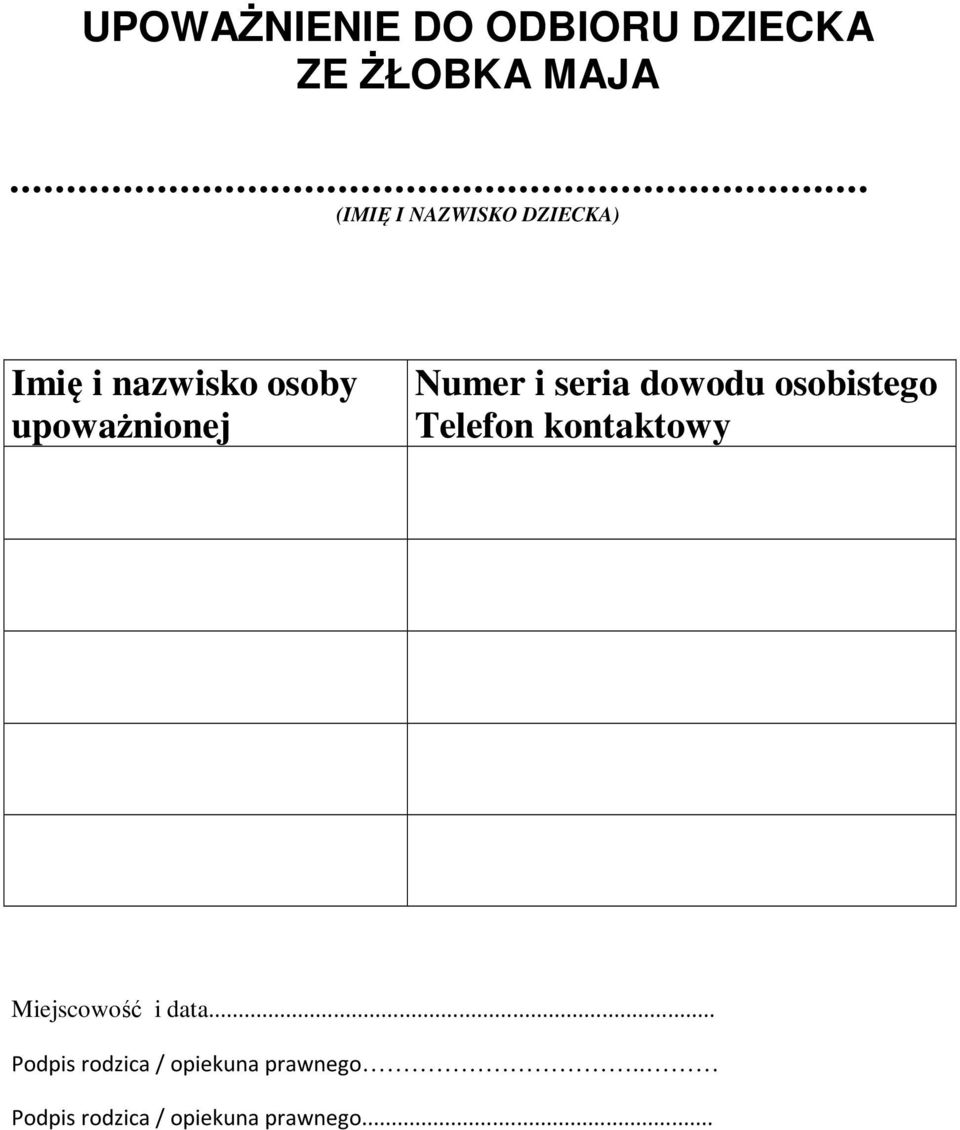 upoważnionej Numer i seria dowodu osobistego Telefon