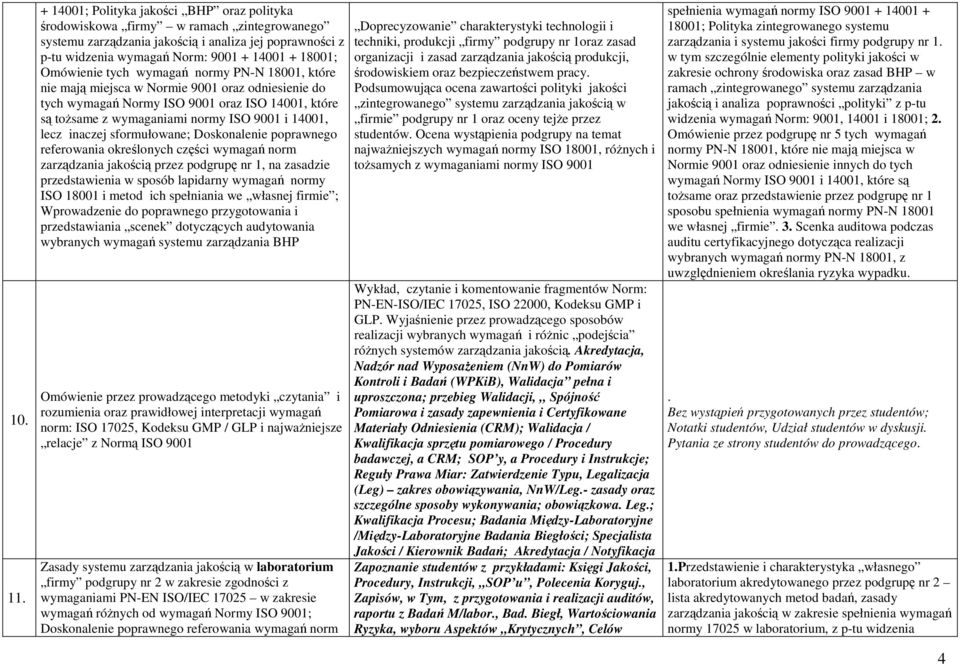 Omówienie tych wymagań normy PN-N 18001, które nie mają miejsca w Normie 9001 oraz odniesienie do tych wymagań Normy ISO 9001 oraz ISO 14001, które są toŝsame z wymaganiami normy ISO 9001 i 14001,