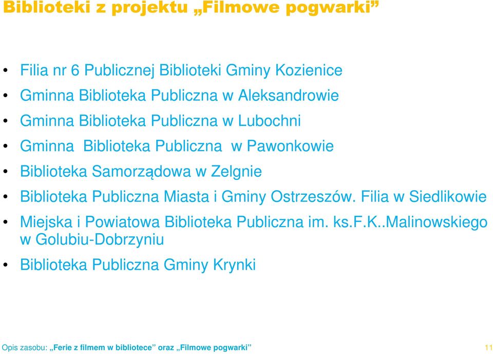 Biblioteka Samorządowa w Zelgnie Biblioteka Publiczna Miasta i Gminy Ostrzeszów.