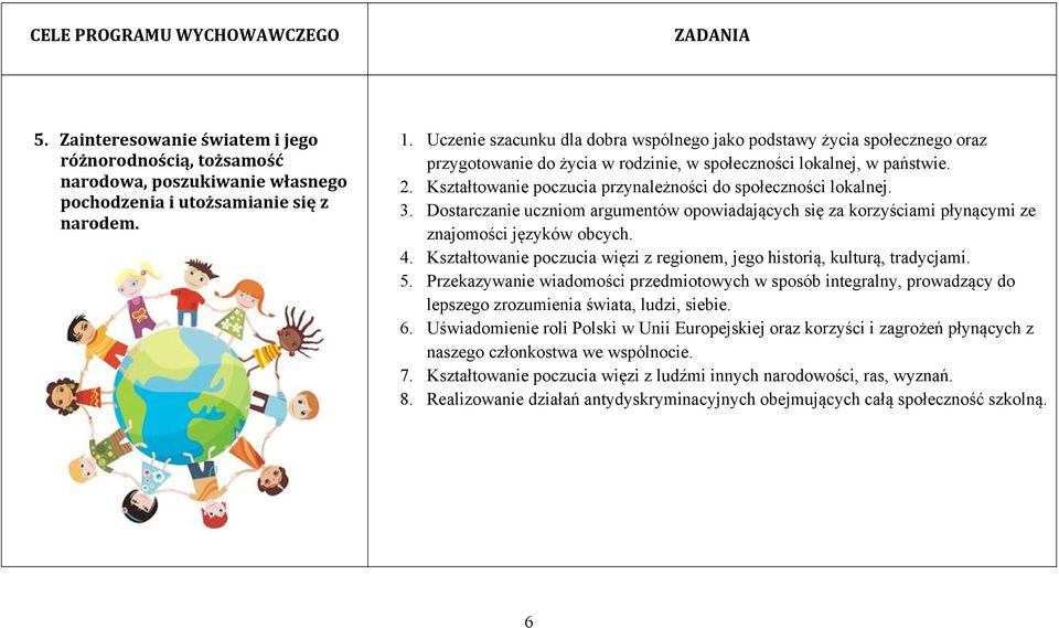 Kształtowanie poczucia przynależności do społeczności lokalnej. 3. Dostarczanie uczniom argumentów opowiadających się za korzyściami płynącymi ze znajomości języków obcych. 4.