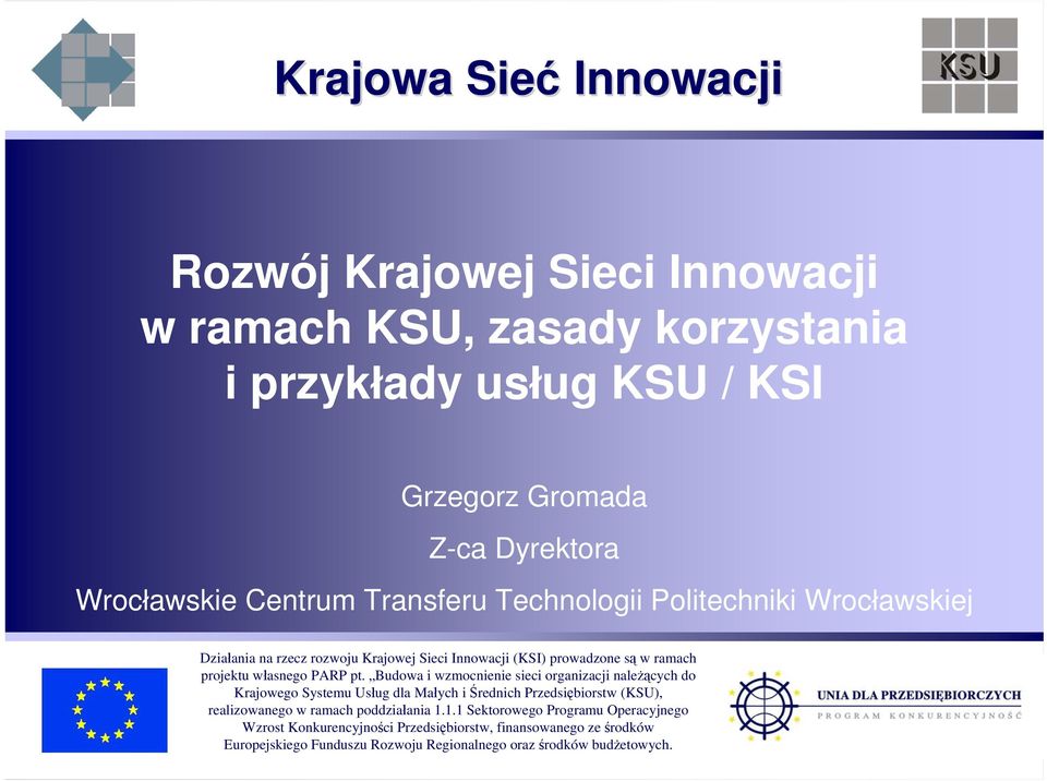 przykłady usług KSU / KSI Grzegorz Gromada Z-ca