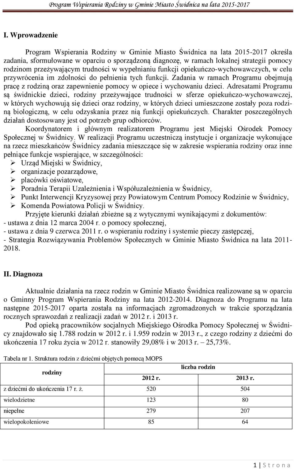 Zadania w ramach Programu obejmują pracę z rodziną oraz zapewnienie pomocy w opiece i wychowaniu dzieci.