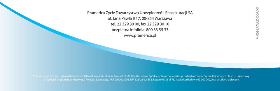 pl M-002-LP/WUD-DDR/XX Pramerica Życie Towarzystwo Ubezpieczeń i Reasekuracji SA, al.