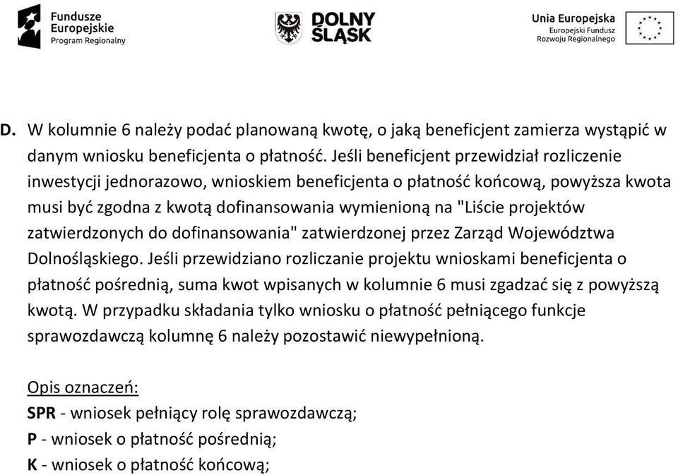 zatwierdzonych do dofinansowania" zatwierdzonej przez Zarząd Województwa Dolnośląskiego.