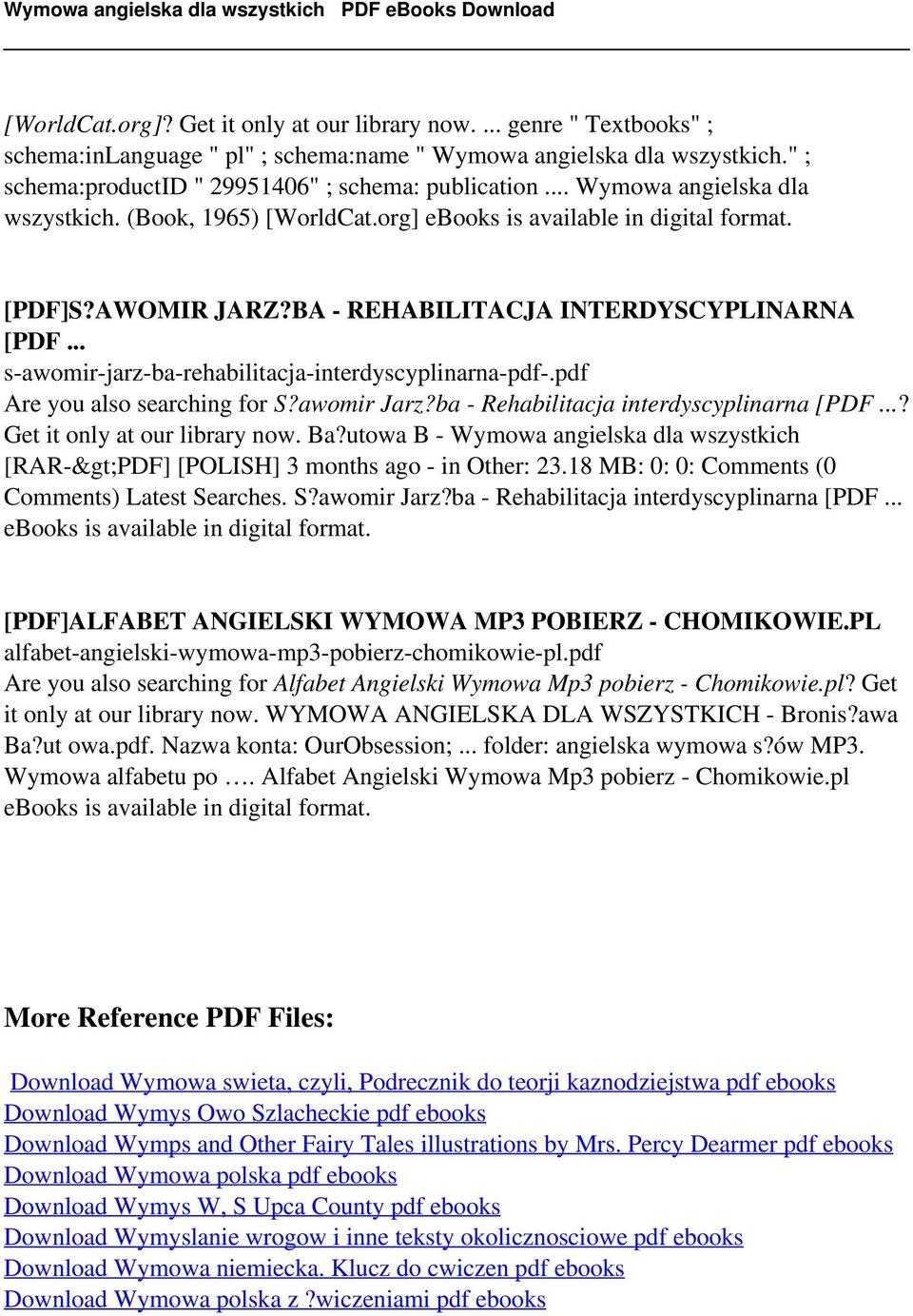 pdf Are you also searching for S?awomir Jarz?ba - Rehabilitacja interdyscyplinarna [PDF...? Get it only at our library now. Ba?