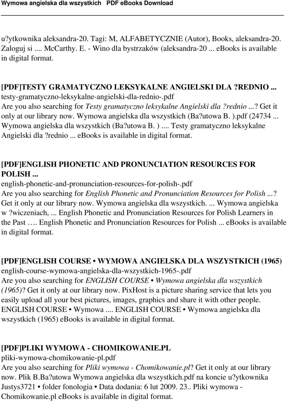 Wymowa angielska dla wszystkich (Ba?utowa B. ).pdf (24734... Wymowa angielska dla wszystkich (Ba?utowa B. )... Testy gramatyczno leksykalne Angielski dla?rednio.
