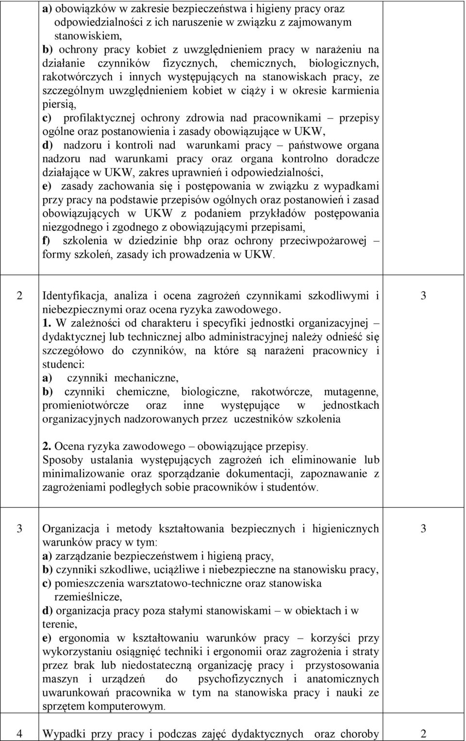 profilaktycznej ochrony zdrowia nad pracownikami przepisy ogólne oraz postanowienia i zasady obowiązujące w UKW, d) nadzoru i kontroli nad warunkami pracy państwowe organa nadzoru nad warunkami pracy